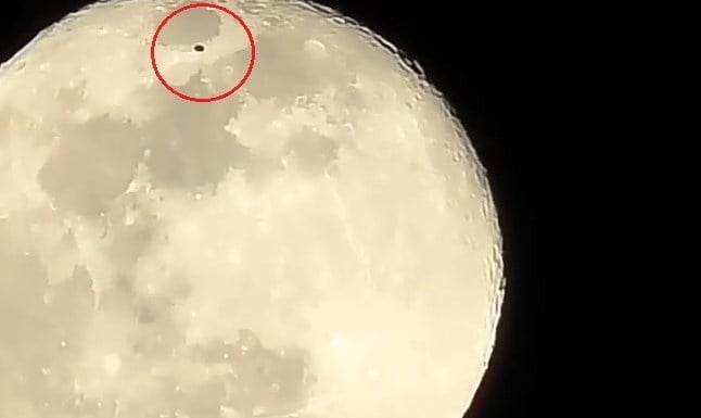 Aliens? Video Of Large Black UFO Shoving Off The Moon