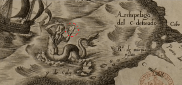 Ancient Map Of America Shows A Mermaid Holding A Flying Saucer