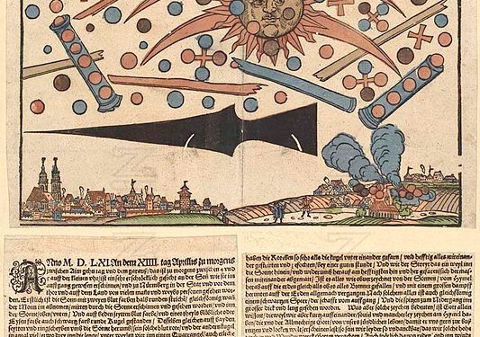 Medieval Woodcut Depicts UFO Battle In Nuremberg Germany In 1561